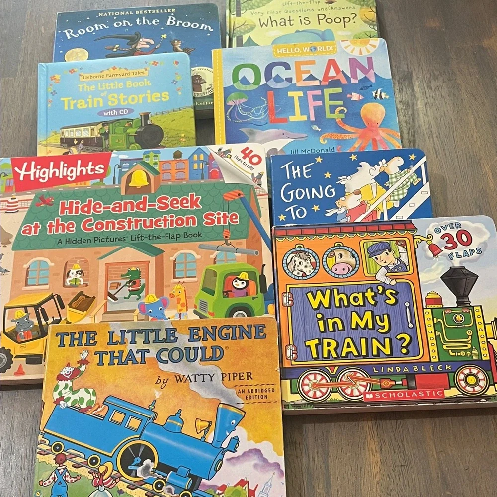 CHILDREN’S BOARD BOOKS SET OF 8 new boys books trains learning kids #11
